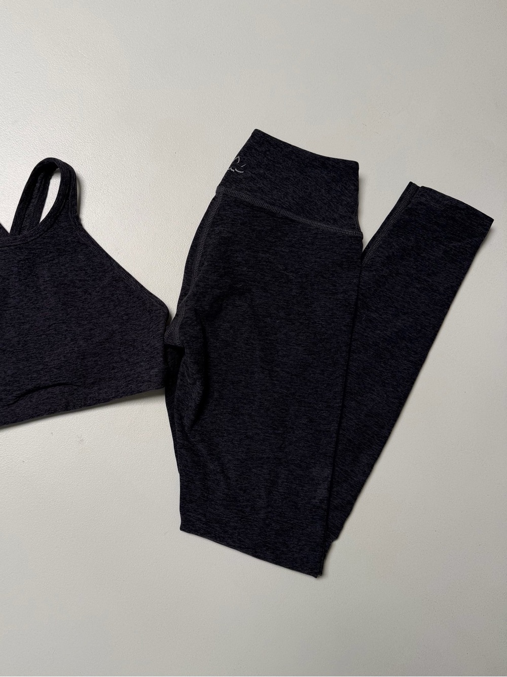 Beyond Yoga Navy Spacedye Leggings with Matching Sports Bra Set XS
